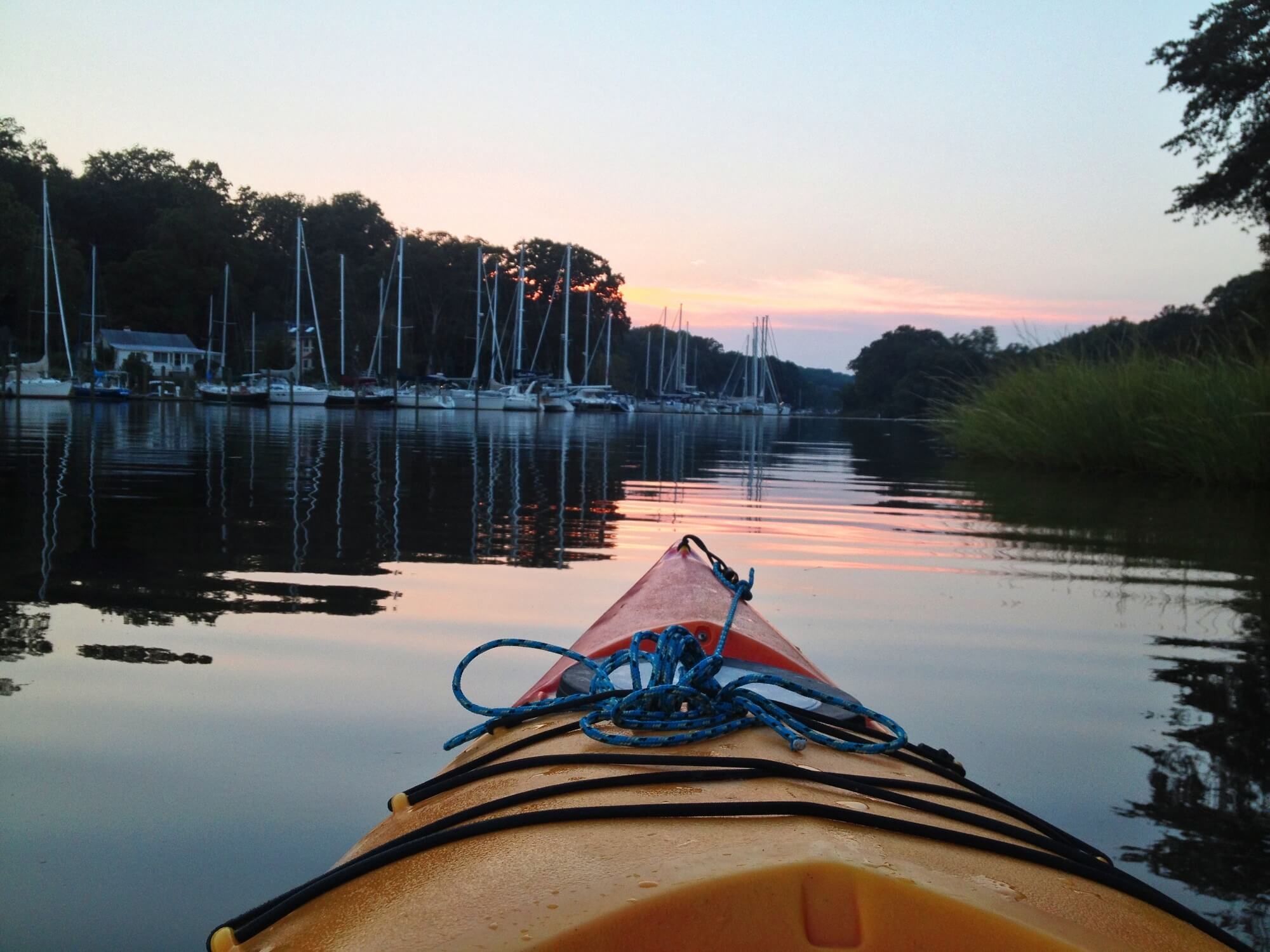 kayaking at sunset