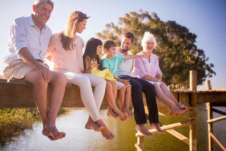 Three generation family enjoying a summer vacation together