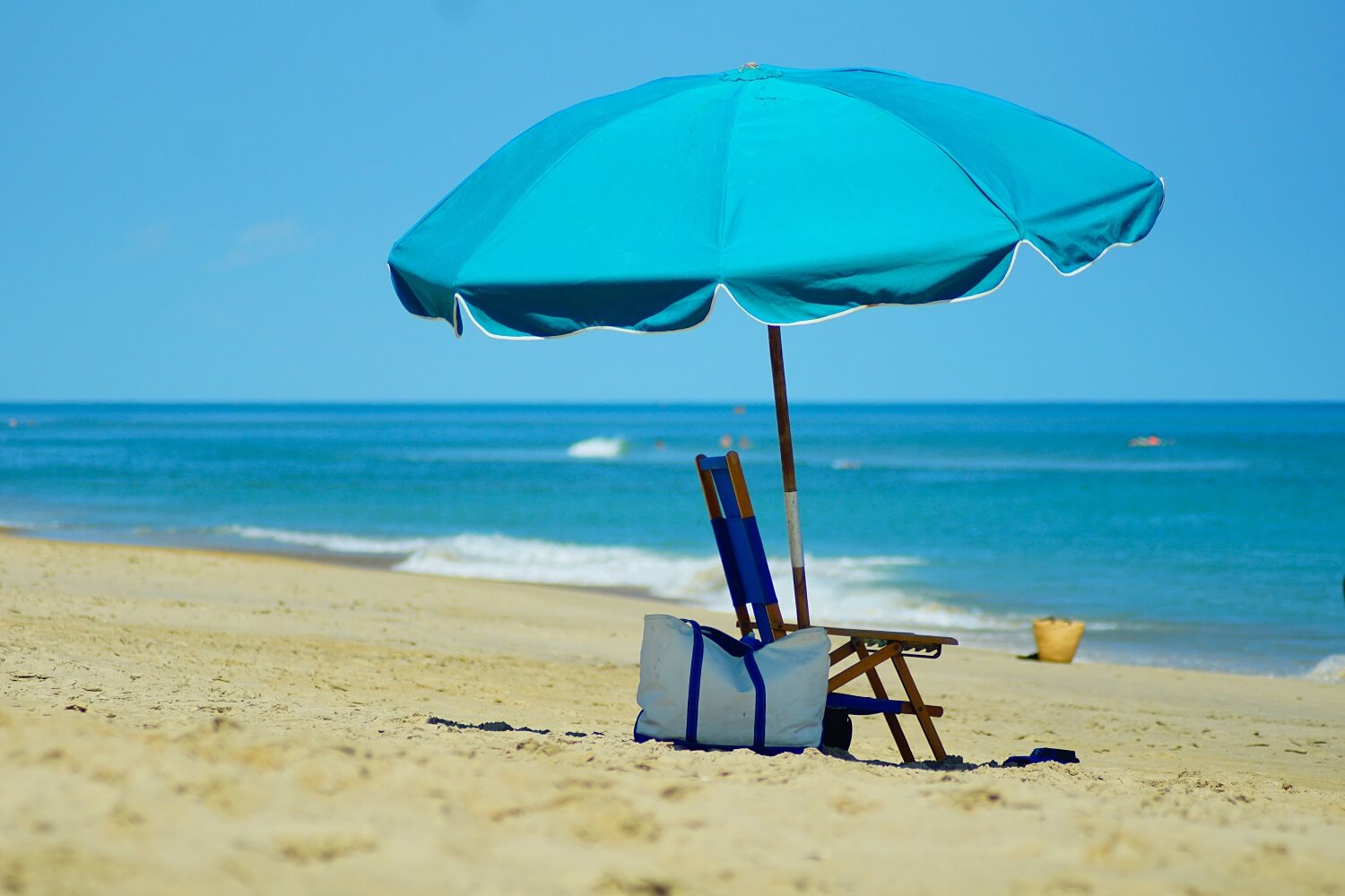 blue beach umbrella