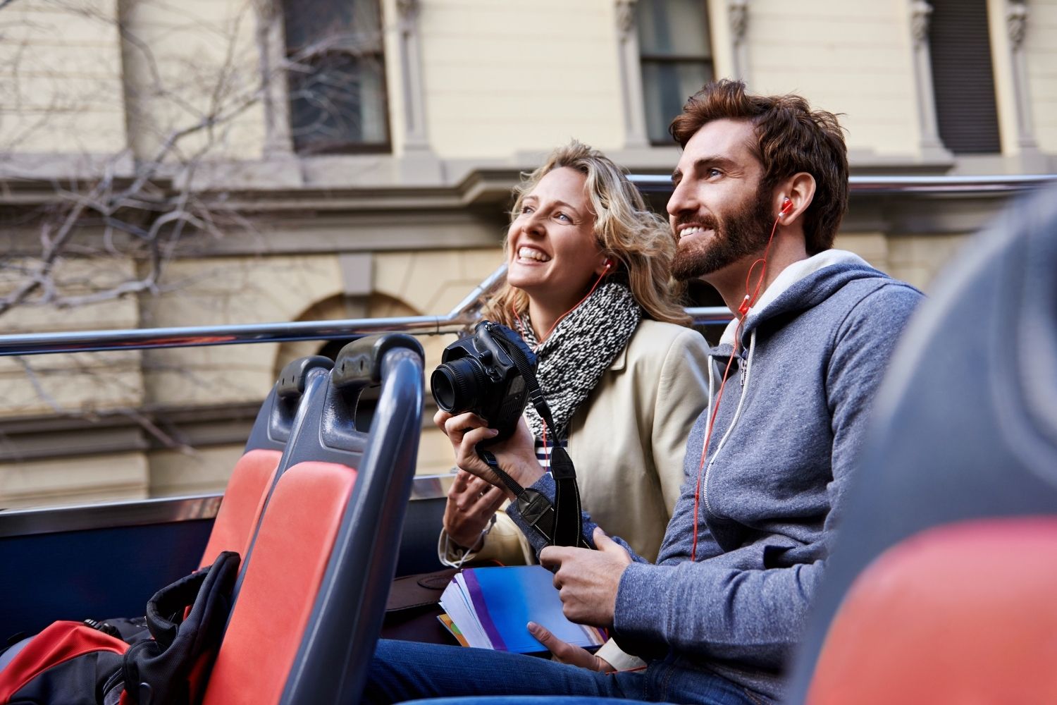 Couple on a bus tour