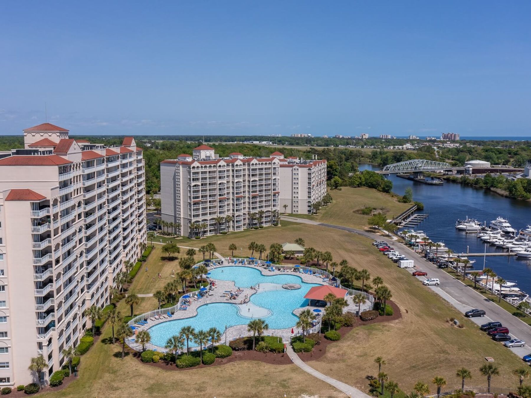 aerial view of barefoot resort from the north tower